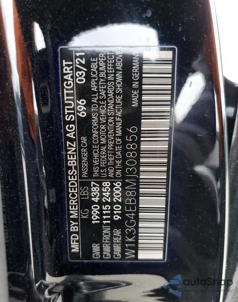 2021 Mercedes-Benz A 220 z USA, uszkodzony, nr VIN W1K3G4EB8MJ308856